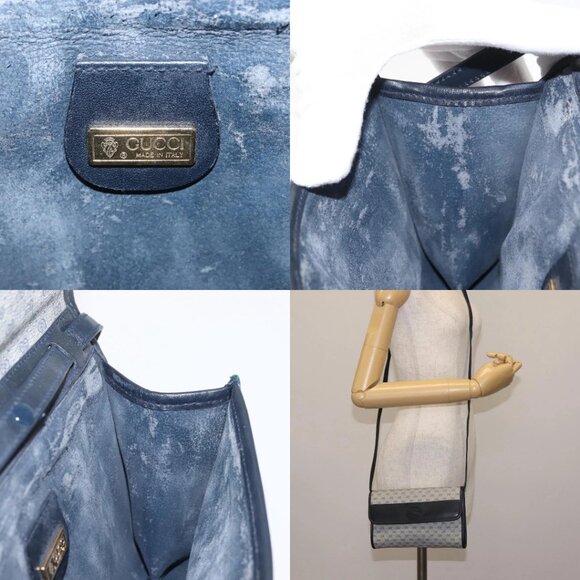 GUCCI Micro GG Supreme Shoulder Bag PVC Navy Gold 004 89 1041 Auth 144072 - Picture 15 of 15